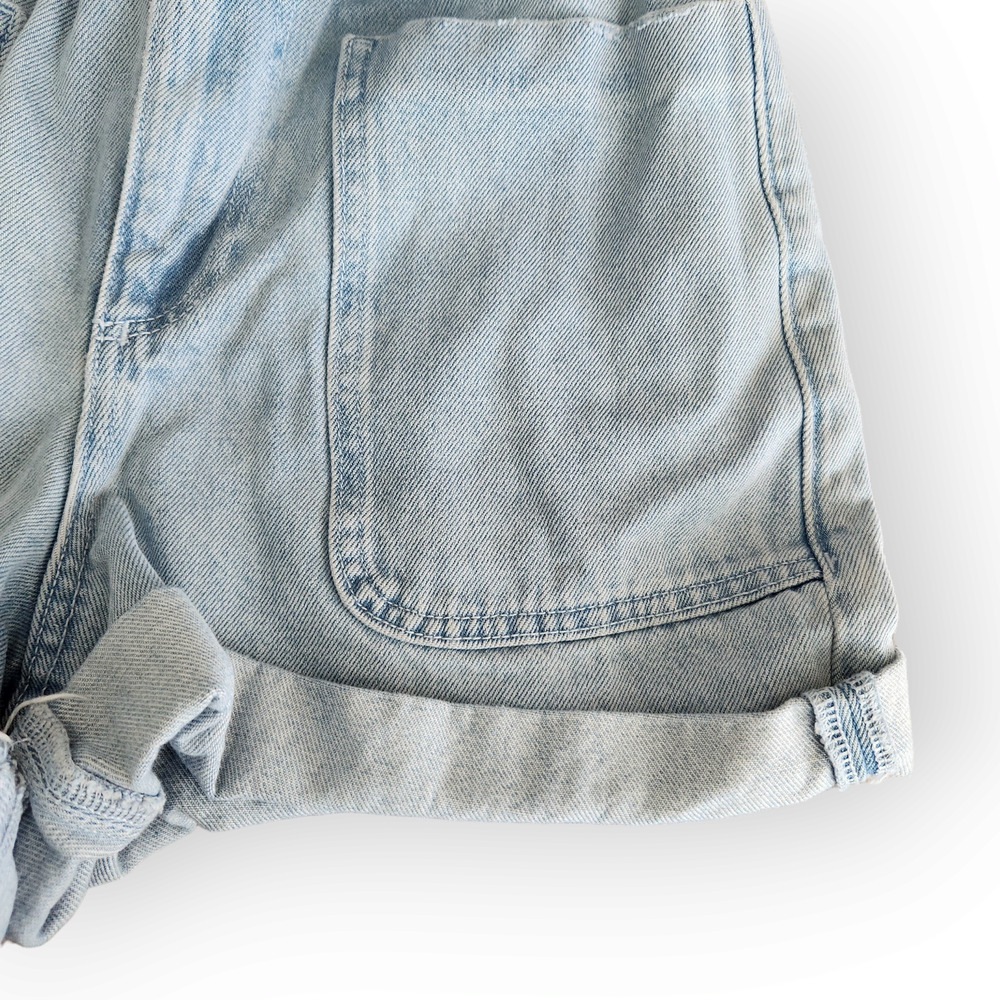 Zara Light Wash High Waisted 80s Mom Shorts Paper Bag Jean Shorts 2 - Picture 3 of 7